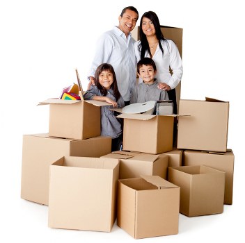 Prepared moving boxes and home contents for a local relocation